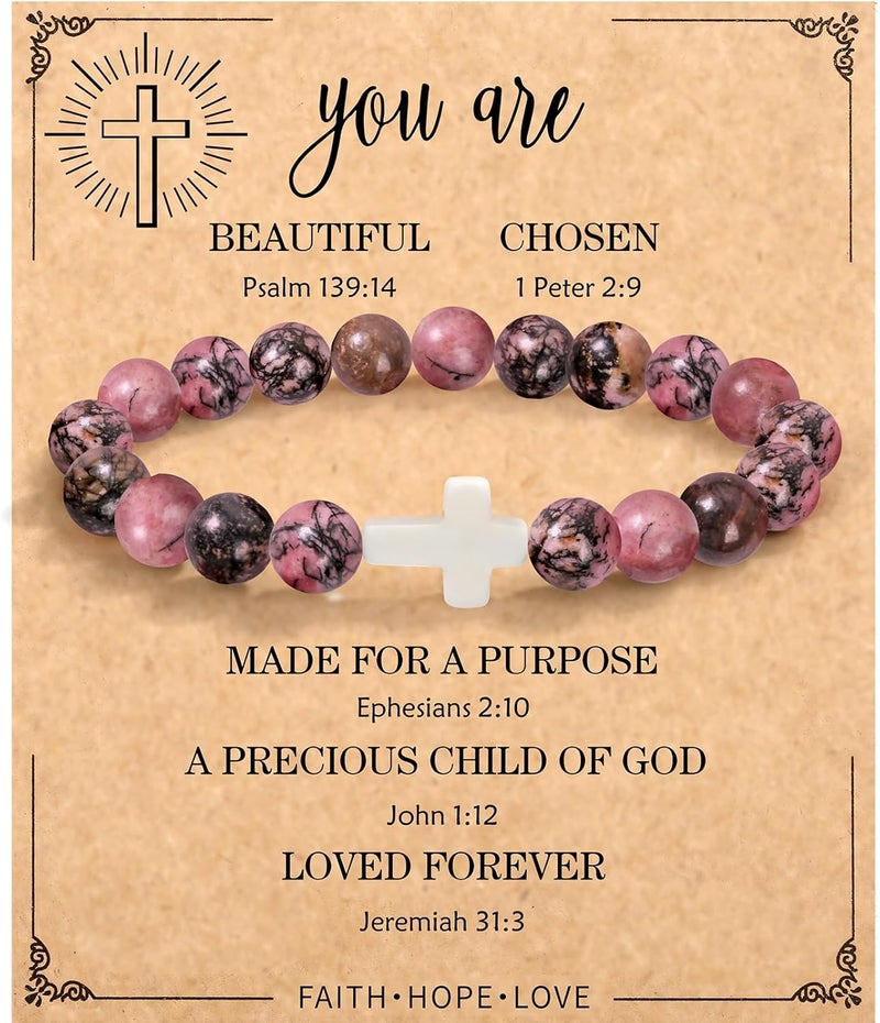 Paderast Christian Christmas Gifts for Women, Religious Cross Bracelet Gifts for Women/Daughter/Friend/Sister/Grandma/Granddaughter/Godmother/Her, Inspirational Birthday Faith Based Jewelry Stocking Stuffers Gifts - Image 1